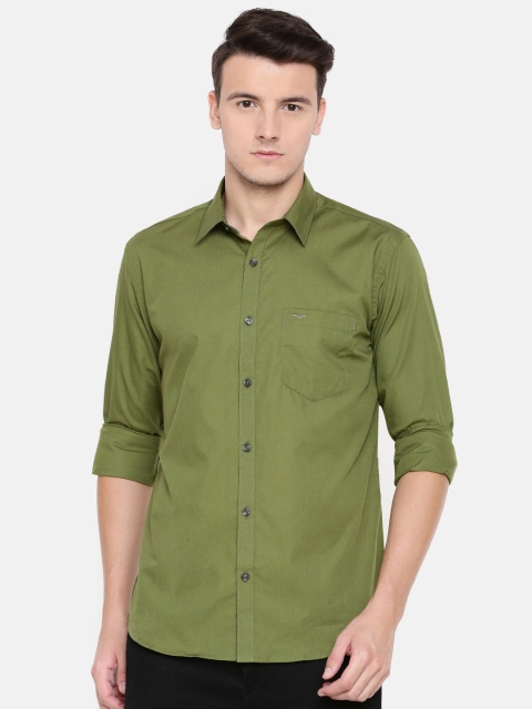 

Park Avenue Men Olive Green Slim Fit Solid Casual Shirt