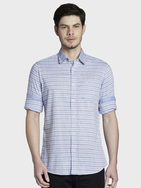 

ColorPlus Men Blue Regular Fit Striped Casual Shirt