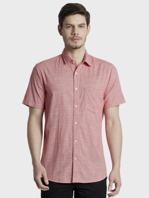 

ColorPlus Men Orange & White Dual-Tone Tailored Fit Self Design Casual Shirt