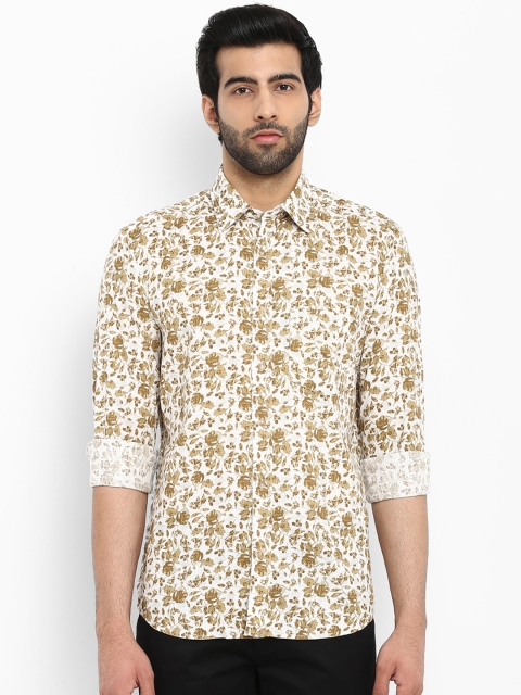 

ColorPlus Men Off-White & Brown Regular Fit Printed Casual Shirt