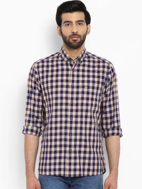 

ColorPlus Men Blue & White Tailored Fit Checked Casual Shirt