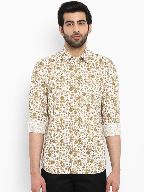 

ColorPlus Men Off-White & Brown Regular Fit Printed Casual Shirt
