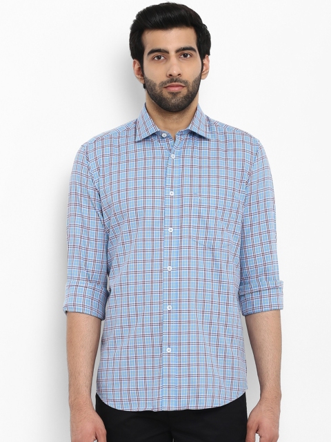 

ColorPlus Men Blue Tailored Fit Checked Casual Shirt