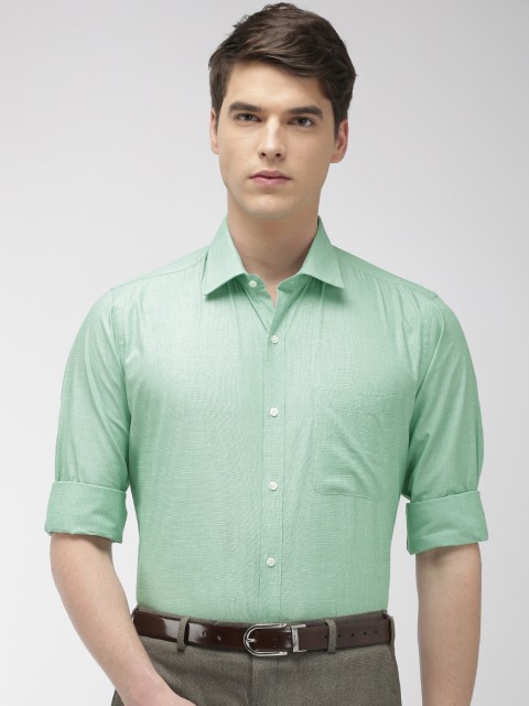 

Raymond Men Green & White Slim Fit Solid Formal Shirt