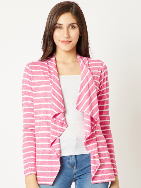 

Miss Chase Pink & White Striped Open Front Shrug