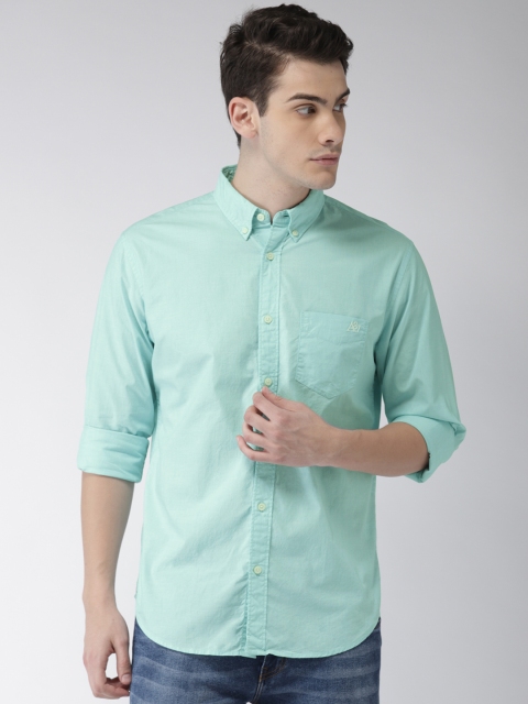 

Aeropostale Men Sea Green Regular Fit Solid Casual Shirt