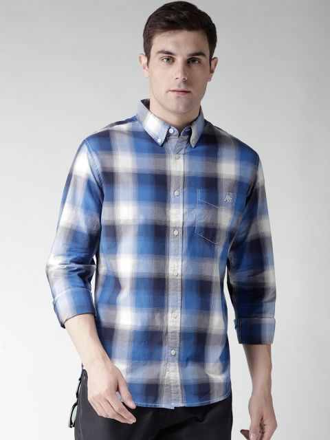 

Aeropostale Men Blue & Grey Regular Fit Checked Casual Shirt