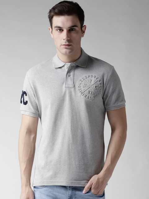 

Aeropostale Men Grey Melange Solid Polo Collar T-shirt