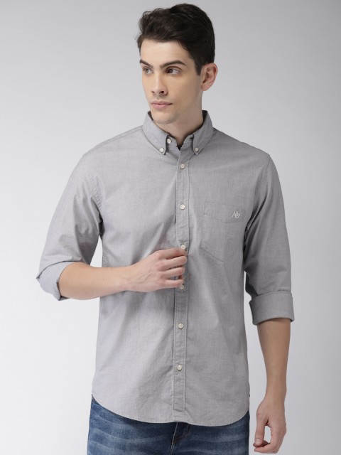 

Aeropostale Men Grey Regular Fit Solid Casual Shirt