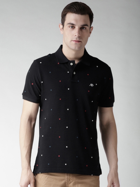 

Aeropostale Men Black Printed Polo Collar T-shirt