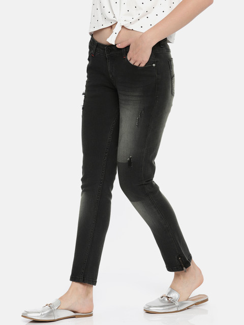 

Lee Cooper Women Black Skinny Fit Low-Rise Mildly Distressed Stretchable Jeans