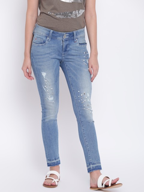 

Lee Cooper Women Blue Skinny Fit Low-Rise Mildly Distressed Stretchable Jeans