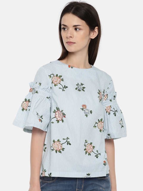 

Lee Cooper Women Blue Printed Top