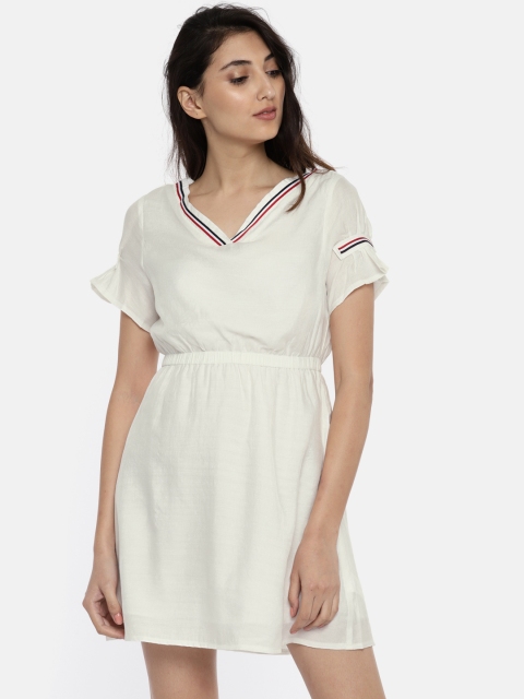 

Lee Cooper Women White Solid A-Line Dress