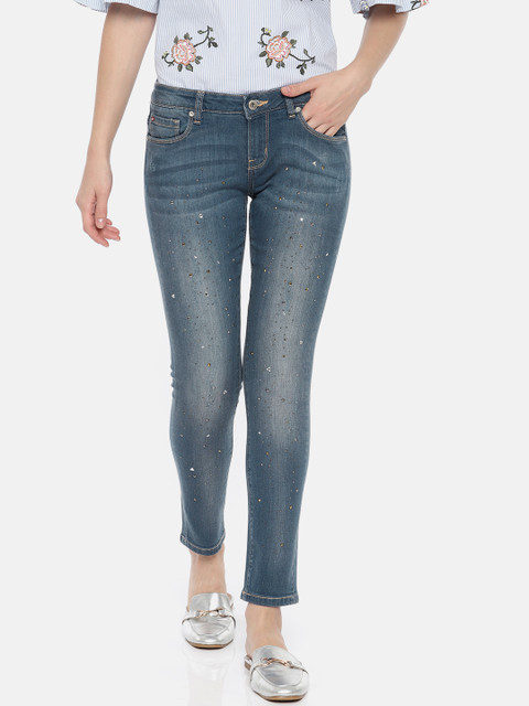 

Lee Cooper Women Blue Skinny Fit Mid-Rise Clean Look Stretchable Jeans