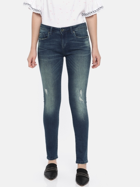 

Lee Cooper Women Blue Slim Fit Mid-Rise Low Distress Stretchable Jeans