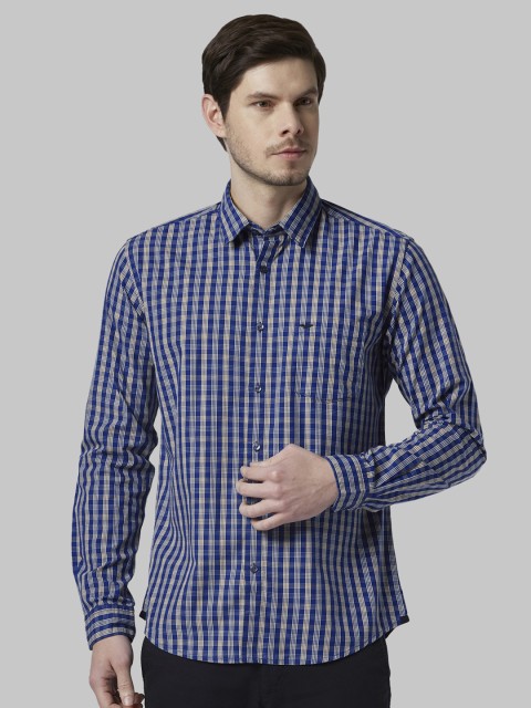 

Park Avenue Men Blue & White Slim Fit Checked Casual Shirt
