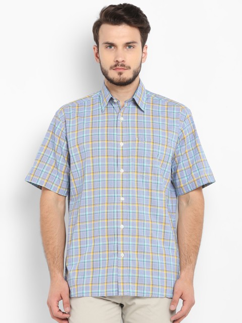 

ColorPlus Men Blue Regular Fit Checked Casual Shirt