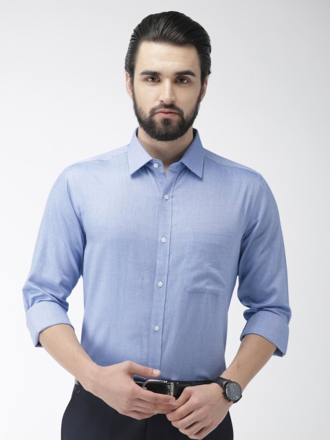 

Raymond Men Blue & White Slim Fit Self Design Formal Shirt