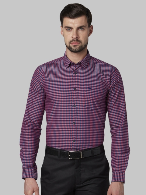 

Park Avenue Men Red & Blue Slim Fit Checked Casual Shirt
