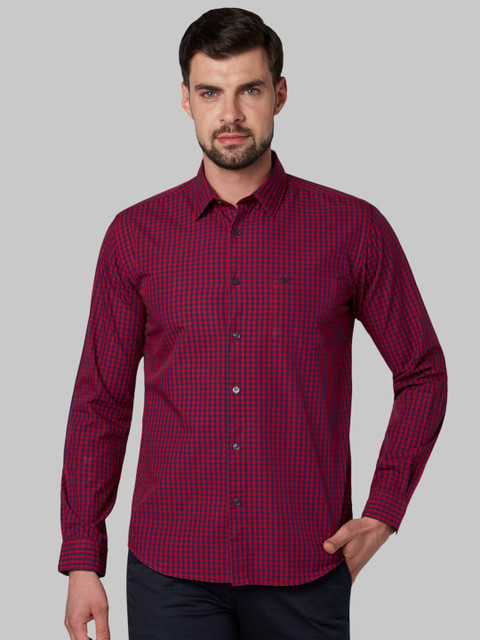 

Park Avenue Men Red & Blue Slim Fit Checked Casual Shirt