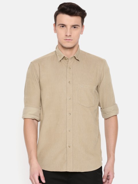 

ColorPlus Men Beige Regular Fit Solid Corduroy Casual Shirt