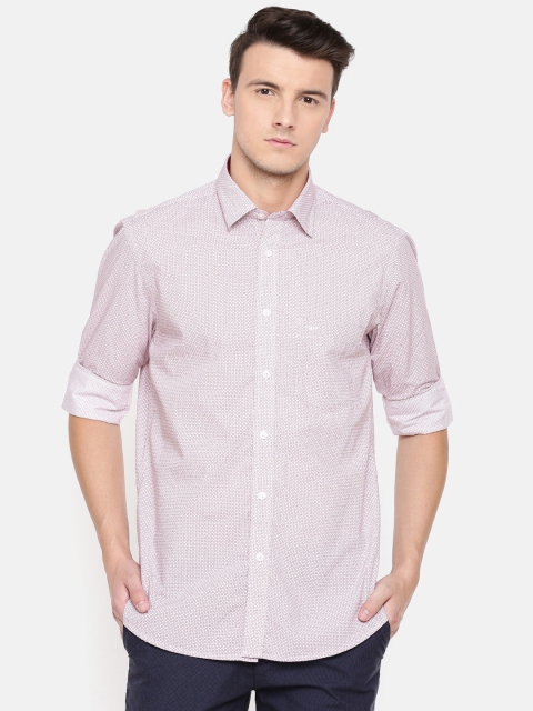 

ColorPlus Men Off-White & Red Tailored Fit Printed Casual Shirt