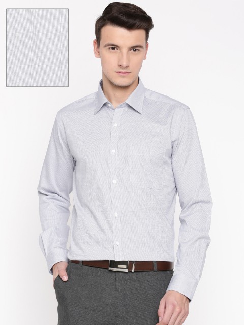 

Raymond Men White & Navy Blue Slim Fit Self Design Formal Shirt