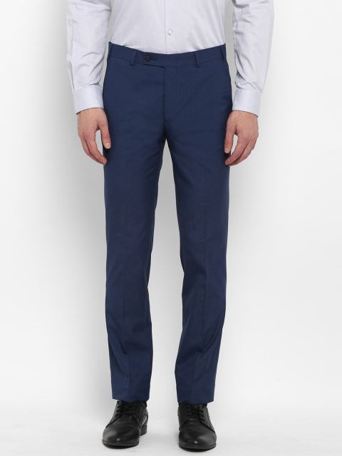 

Park Avenue Men Blue Slim Fit Self Design Regular Trousers
