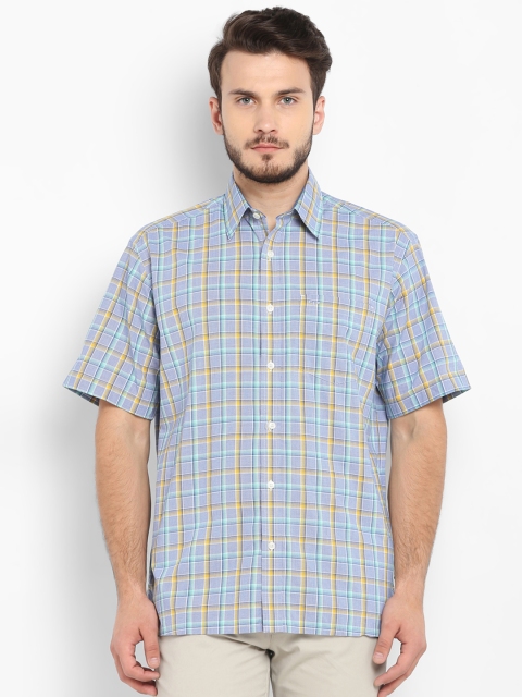 

ColorPlus Men Blue Regular Fit Checked Casual Shirt