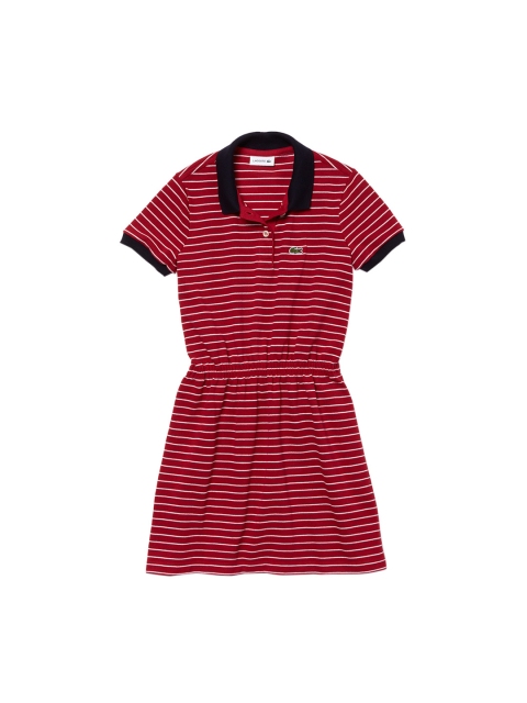 

Lacoste Girls Red & White Striped Fit & Flare T-Shirt Dress