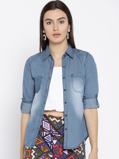 

Trend Arrest Women Blue Faded Chambray Shirt