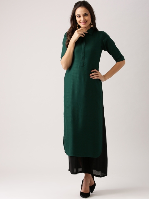 

Libas Women Green Solid Straight Kurta