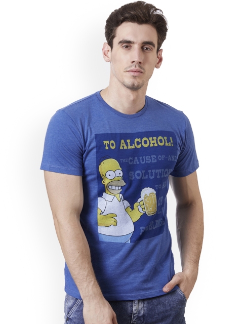 

Free Authority Men Blue SIMPSONS Printed Round Neck T-Shirt