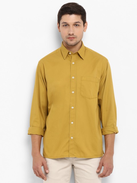 

ColorPlus Men Mustard Yellow Regular Fit Solid Casual Shirt