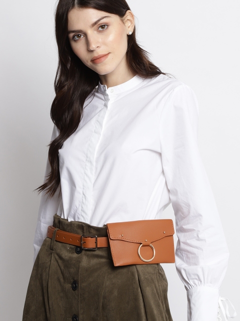 

20Dresses Women Brown Solid Belt with Detachable Purse