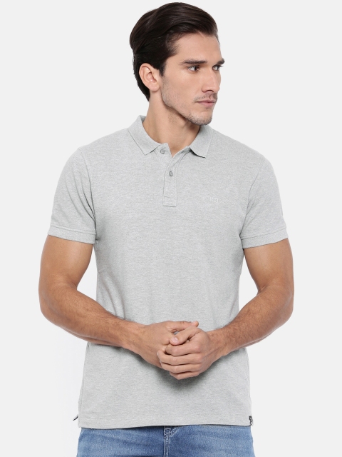 

Lee Men Grey Melange Solid Polo Collar T-shirt
