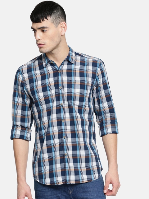 

Lee Men Blue & Off-White Slim Fit Checked Casual Shirt