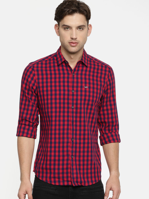 

Lee Men Red & Blue Slim Fit Checked Casual Shirt
