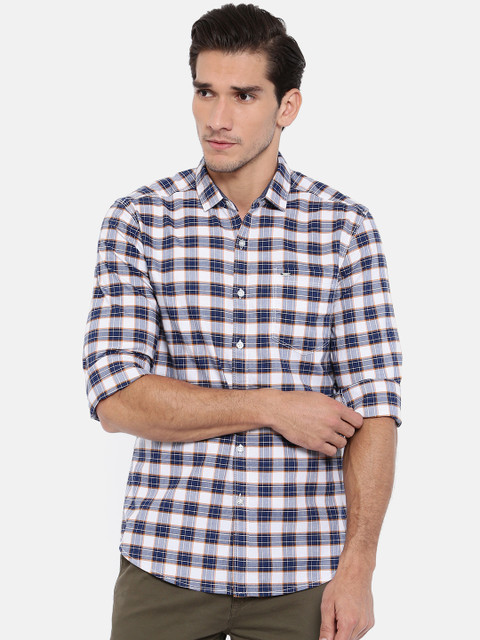 

Lee Men White & Navy Blue Slim Fit Checked Casual Shirt
