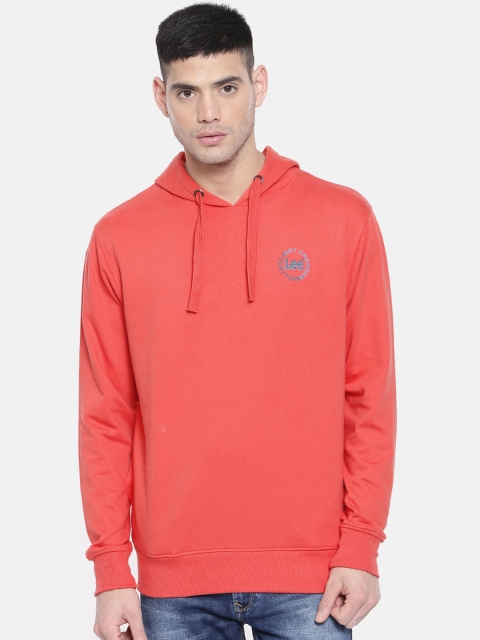 

Lee Men Coral Red Solid Hooded Sweatshirt