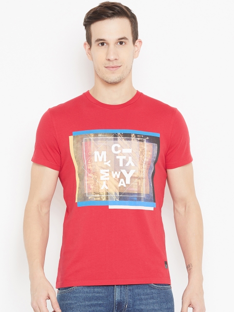 

Lee Men Red Printed Round Neck T-shirt