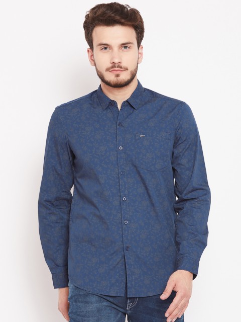 

Lee Men Navy Blue Super Slim Fit Printed Casual Shirt