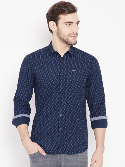 

Lee Men Navy Blue Super Slim Fit Printed Casual Shirt