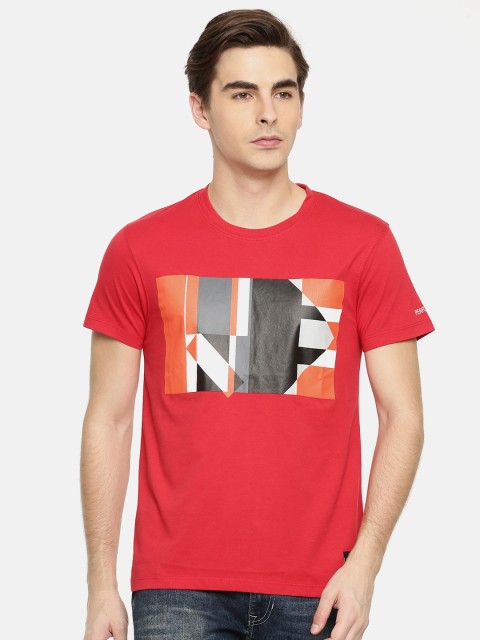 

Lee Men Red Printed Slim Fit Round Neck T-shirt
