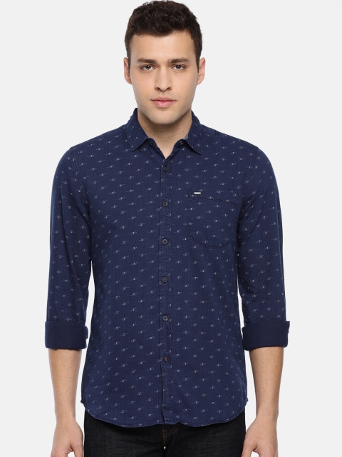 

Lee Men Navy Blue Slim Fit Printed Casual Shirt