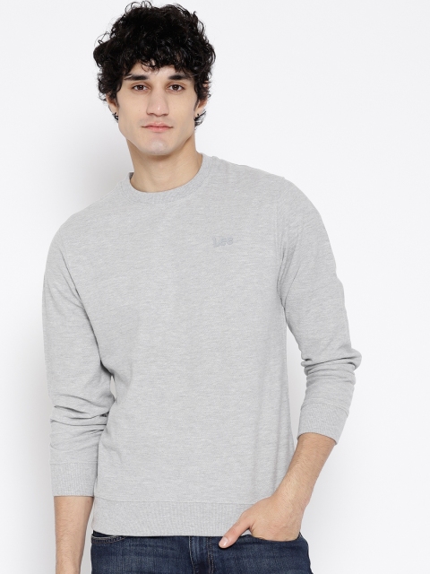 

Lee Men Grey Melange Solid Sweatshirt