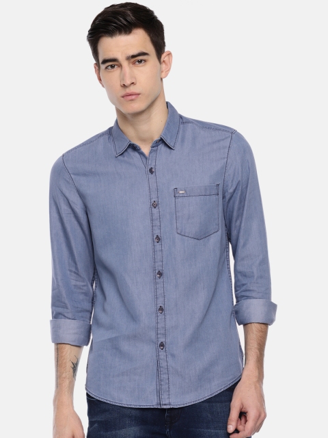 

Lee Men Blue Super Slim Fit Solid Casual Shirt