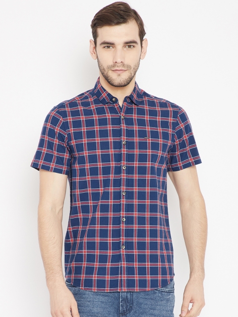 

Lee Men Navy Blue & Red Slim Fit Checked Casual Shirt