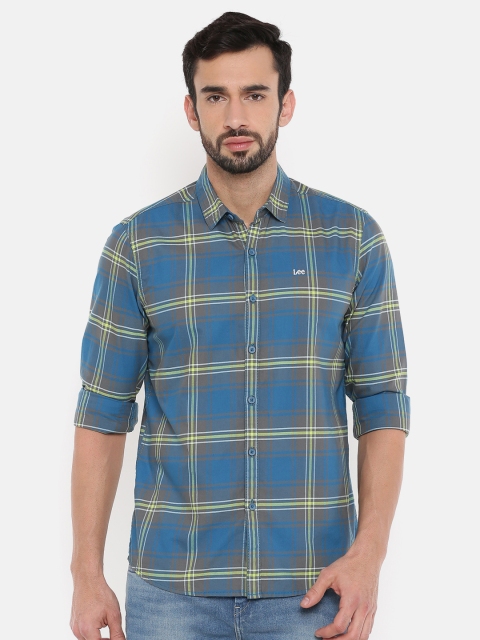 

Lee Men Blue & Green Slim Fit Checked Casual Shirt